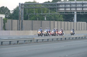 The cops at the front of the motorcade